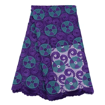 

Free shipping (5yards/pc) High quality two colors African cord lace fabric in purple and green for fashion dress WXE43