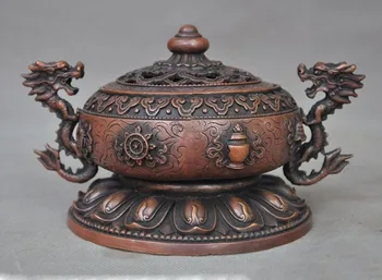 

Christmas China Buddhism bronze Dragon beast statue eight treasures Incense Burner censer New Year