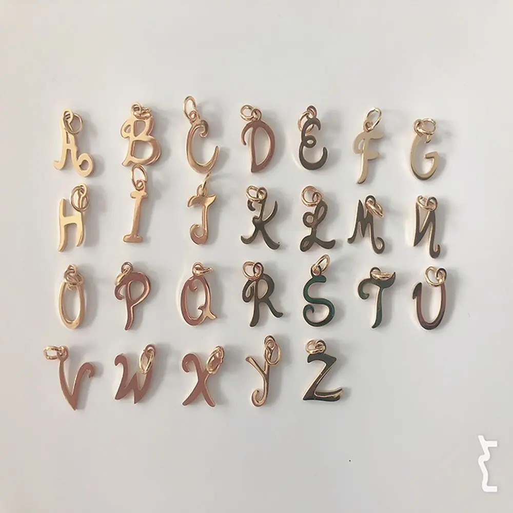 20PCS Stainless Steel Gold A Z Alphabet Letter Charms 10*12MM Art Words