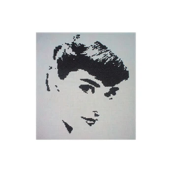 

New Arrive Simple Embroidery 14ct Counted cross stitch kit girl rooms decor Black White Audrey Hepburn Women Human Series