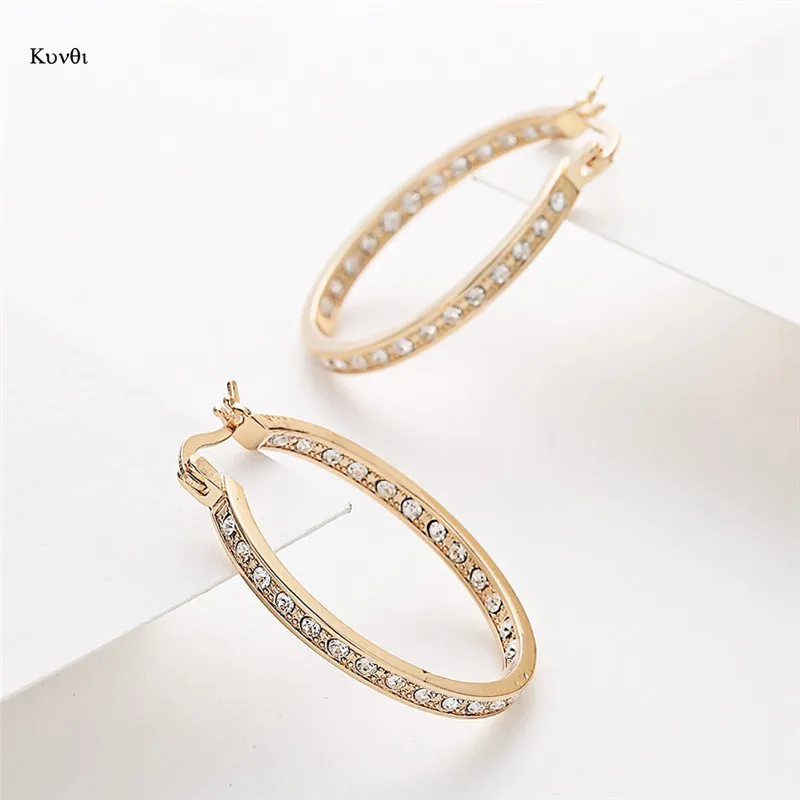 Ослепительные ААА циркониевые серьги-кольца для женщин, элегантные золотые серьги, новые модные вечерние ювелирные изделия, подарки