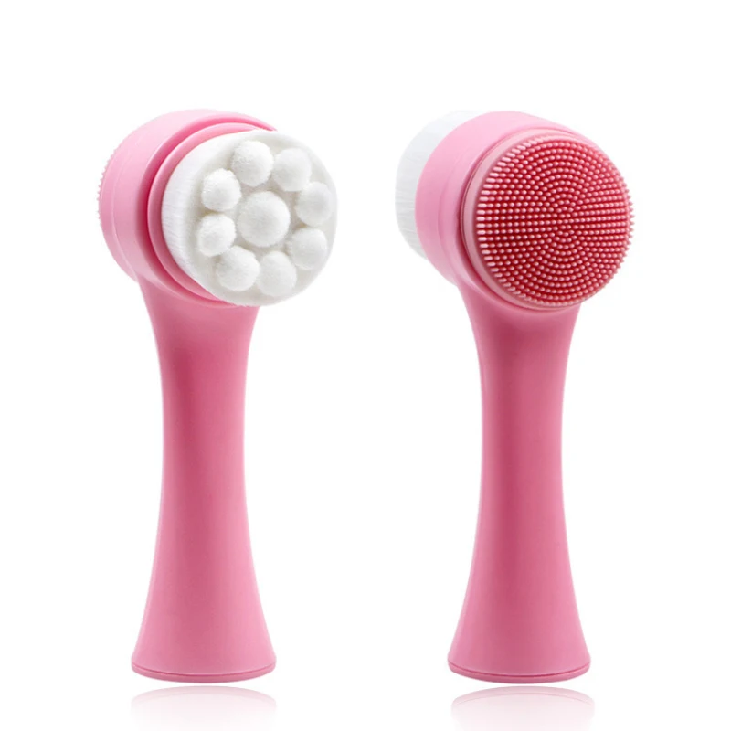 Silicone Facial Cleanser Wash Brush Mild Fiber Face Cleaning Portable Size Face Massage Washing Skin Double Side