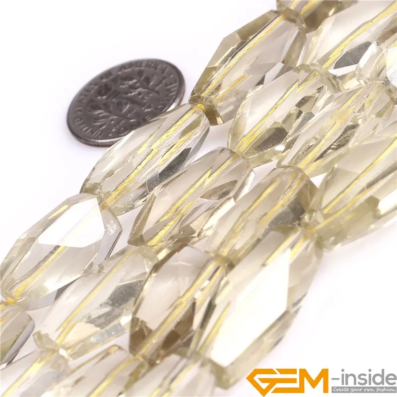 

Faceted Lemon Quartzs beads Natural Stone Beads Loose Beads Strand 15 Inch Wholesale