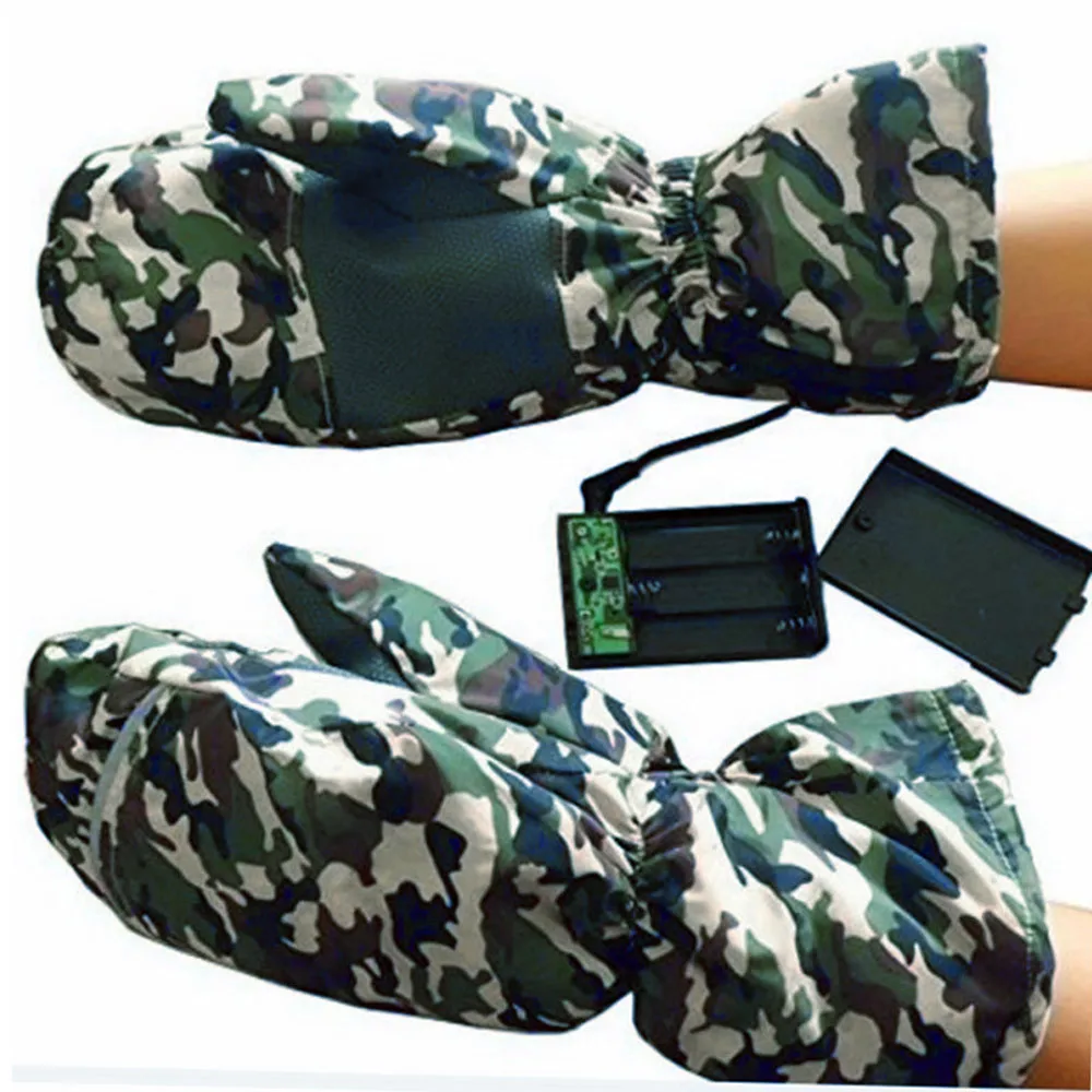 

Men fashion camouflage winter electric heating gloves warm portable battery comfortable outdoor gloves ski mountaineering gloves