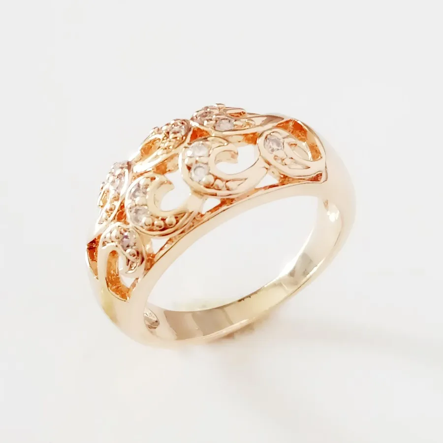 

Anniebell New 585 Gold Color Women Rings Flower Cubic Zircon Wedding Lady Jewelry Trendy Vintage Rose Gold Color Women Ring