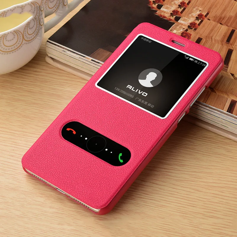 Fundas Huawei Honor 9 caso de lujo Funda de cuero Flip Respuesta Rápida ventana soporte Capa para Honor 9 Honor9 de la PU del teléfono Coque