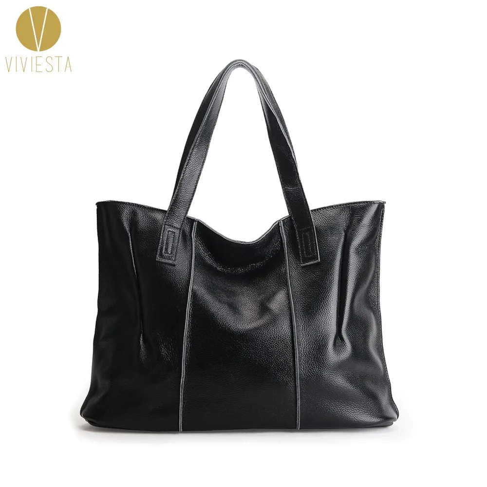 

FULL GRAIN COW LEATHER TOTE Women Genuine Real Soft Skin Extra Large Spacious A4 Casual Shopper Shopping Shoulder Bag Handbag