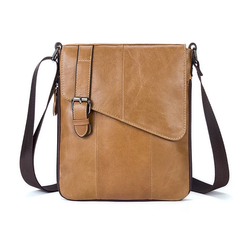 DALFR сумки-почтальонки из натуральной кожи мужская сумка через плечо 15 дюймов сумки из воловьей кожи для мужчин Винтажный стиль портфель - Цвет: Borwn