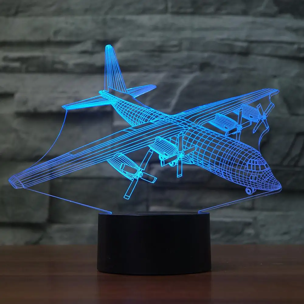 

3D Led Visual Creative Colorful Aircraft Table Lamp Decor Gradient Air Plane Light Fixture Usb Baby Room Sleep Night Light Gifts