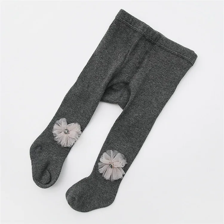 Fashionable lace flowers girls pantyhoses baby cotton dancing pantyhose girls white black gray pink pantyhose 01-5