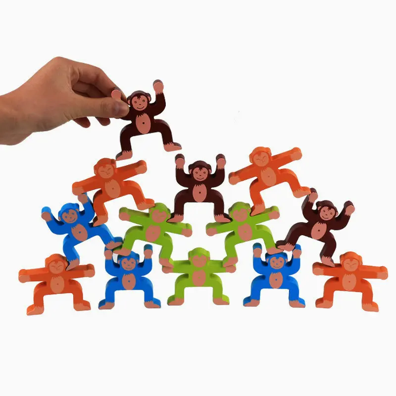 

Free shipping Kids 16PCS Monkey Balance Game toy Children Wooden toy, Adult desktop Riddle Educational toys, Baby Monkey Blocks