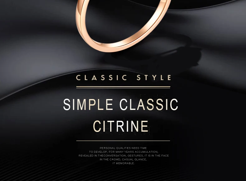18 К натуральный цитрин розовое золото кольцо элегантный и красивый минимализм доступная цена для женщин и девушек вечерние Новинка