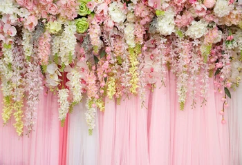 

pink floral curtain backdrop wedding photography background blossom romantic newborns baby birthday party decor props xt-6740
