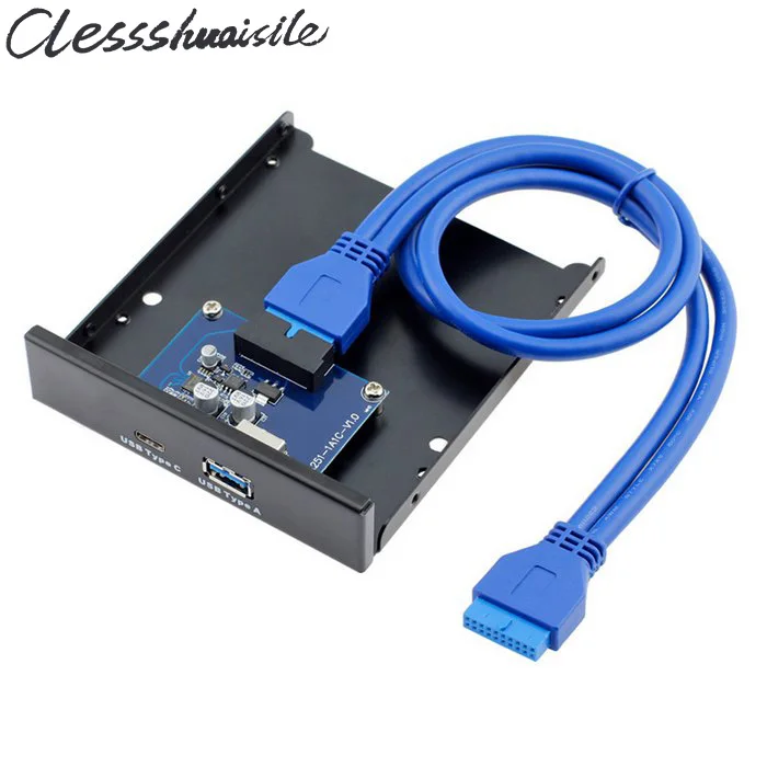 

USB 3.0 Type-A & USB 3.1 Type-C USB-C Dual Port to Motherboard 20Pin Front Panel for 3.5" Floppy Bay