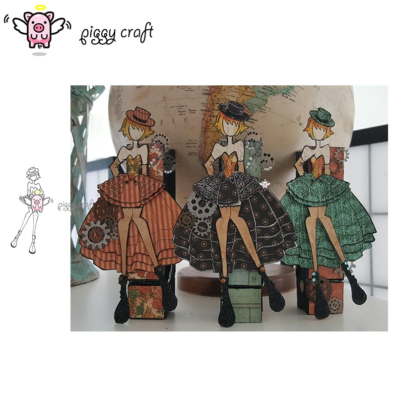 

Piggy Craft metal cutting dies cut die mold Short skirt dancing girl Scrapbook paper craft knife mould blade punch stencils die