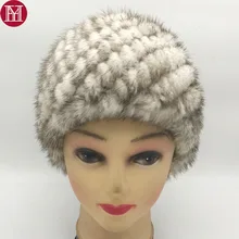 Горячая Распродажа зимняя новая шапка из натурального меха норки Женская хорошая эластичная вязаная натуральная шапочки с мехом норки шапка из натурального меха норки Толстая шапка