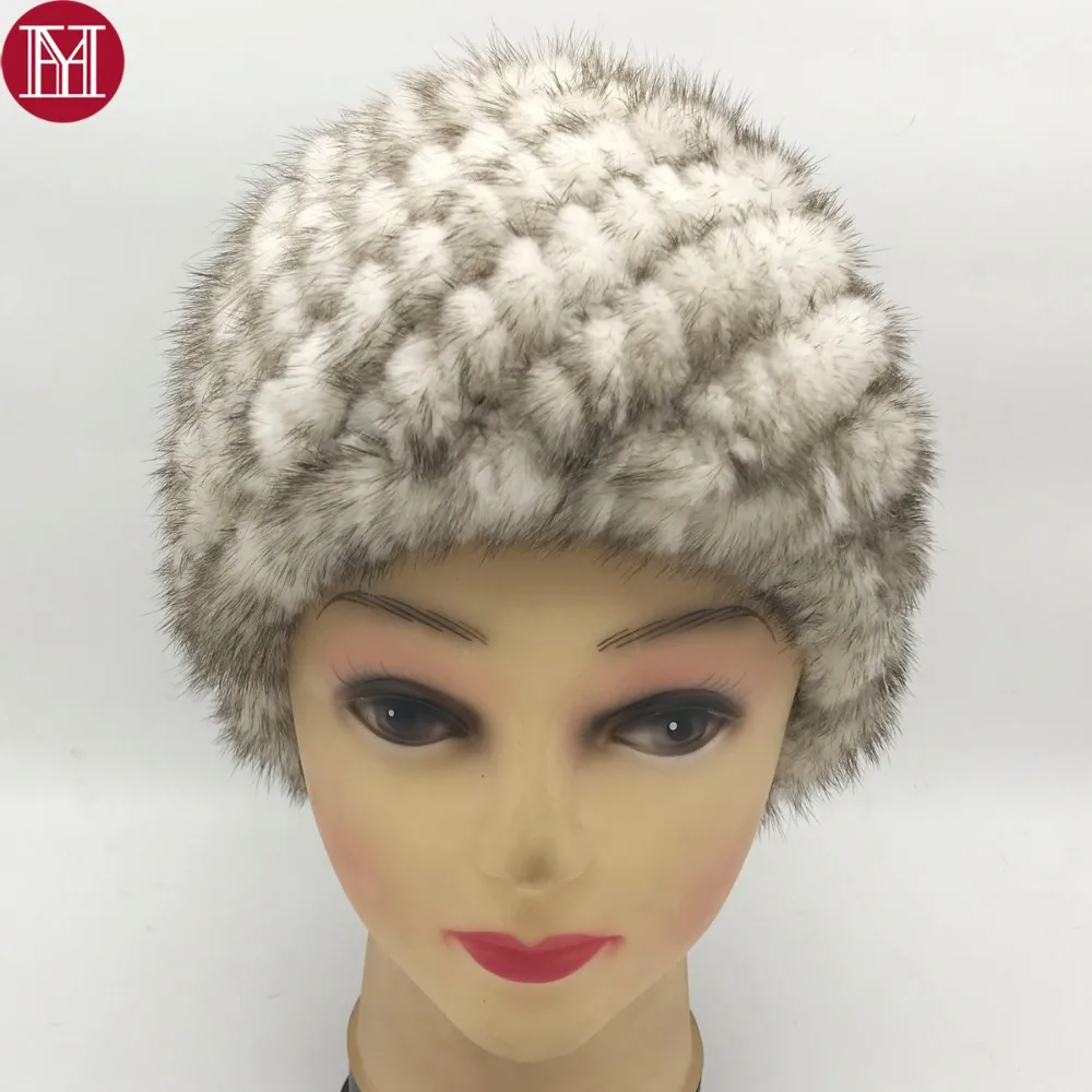 

2018 Hot Sale Winter New Real Mink Fur Hat Women Good Elastic Knitted Real Natural Mink Fur Beanies Cap Real Mink Fur Thick Cap