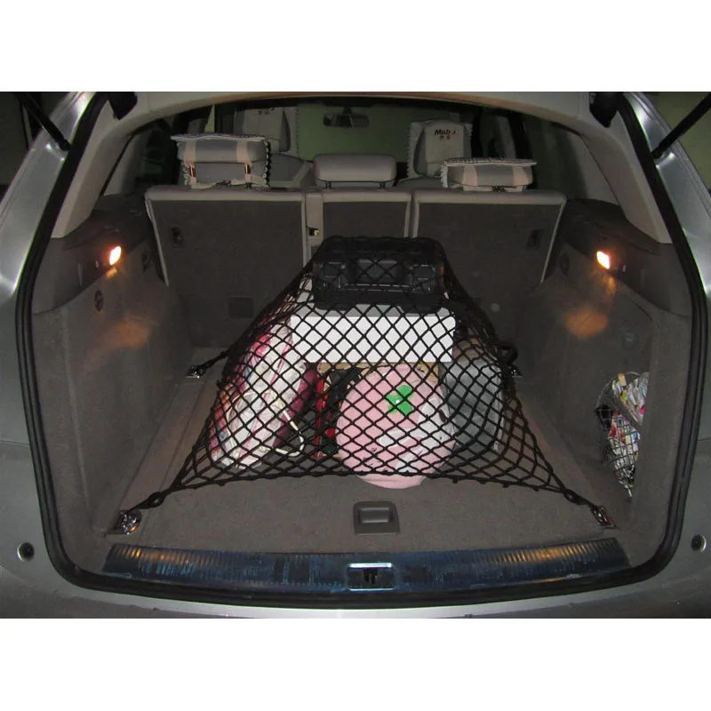 

6 Hooks High Elastic 105x60cm Black Car Tiding Mesh Auto Trunk goods fixed Net Storage Bag with 3 Using Method