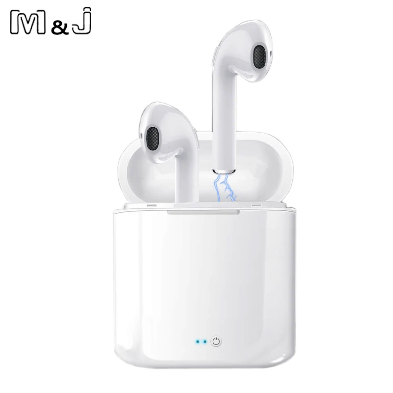 M&J TWS Bluetooth Earphones i7s Mini True Wireless Earbud Headset For apple headphones iPhone Android Charging Box Samsung