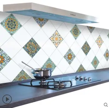 

Self-adhesive kitchen oil-proof stickers high-temperature stove with waterproof hood tile wall stickers wallpaper cabinet sticke