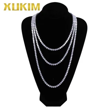 

Xukim Jewelry 6mm Iced Out Tennis Necklace Link Chains for Men Gold Silver Rose Gold Color Rock Rapper Hip Hop Jewelry Gift