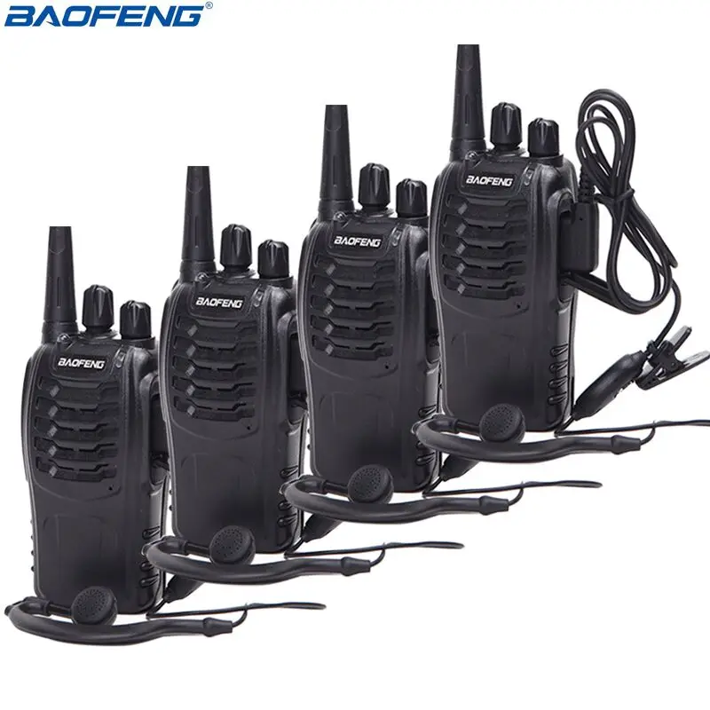 

4Pcs Baofeng BF-888S Walkie Talkie UHF Two Way Radio BF888S Handheld Radio 888S Comunicador Transmitter Transceiver+ 4 Headsets