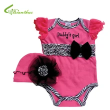 Комплекты одежды для маленьких девочек шапка с цветком детские комбинезоны летняя хлопковая одежда наряды с короткими рукавами оптом