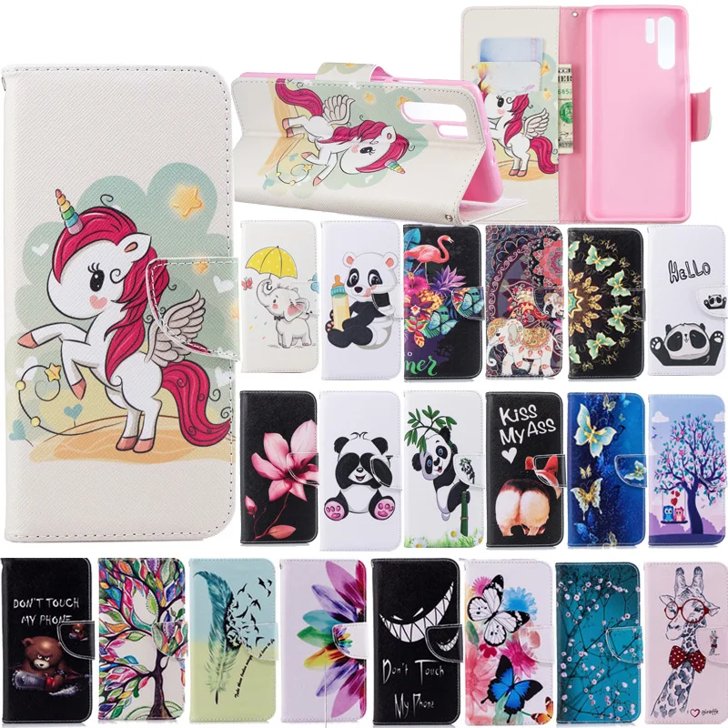 

Cute Patterned Flip Leather Wallet Phone Case Cover sFor Huawei P30 Honor 10 8C P Smart 2019 P30 Pro Honor 10 Lite Mate 20 Pro