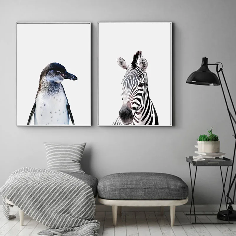 Пингвин ZebraWall Художественная Картина на холсте в виде попугая современная