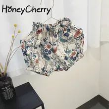 Летние детские шаровары с цветочным принтом для маленьких девочек, короткие штаны, шорты в Корейском стиле, детские летние шорты для девочек