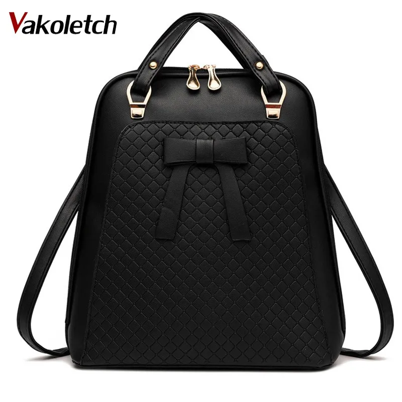 

Schoolbag For Teenagers PU Leather school bags for teenage girls Bow Ladies Backpack Shoulder Bag Women School Backpacks KL563