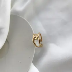 Левен фантазии 925 пробы серебро матовое золото двойной узел витой открытое регулируемое кольцо для Для женщин Мода ювелирные изделия