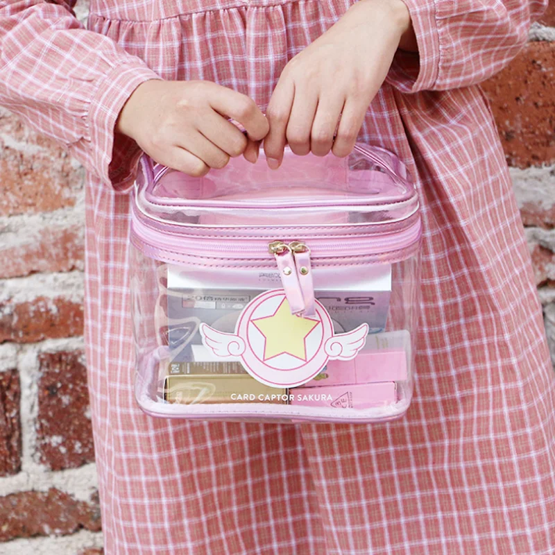 

1 Pcs Kawaii Anime Card Captor Sakura Cosmetic Bag Large Capacity Jelly Transparent Bags Waterproof Stationery Pencil Cases