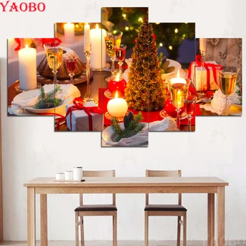 

5PCS/SET 5D DIY Diamond Painting Candle Full Drill resin 3D Embroidery Cross Stitch diamond Mosaic,Christmas decoration gift