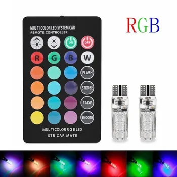 

2pcs T10 RGB Car Interior Decoration Light Width Remote Control 12V 6 SMD 5050 Auto Atmosphere Lamp High Quality Play & Plug DIY