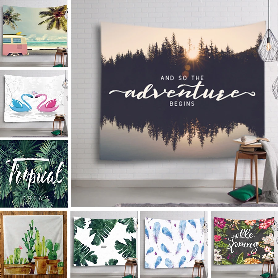 

Background Fabric Valance Tapestry Wall Hanging Tropical Plants Bedroom Living Room Blanket Yoga Beach Towel Tablecloth Home