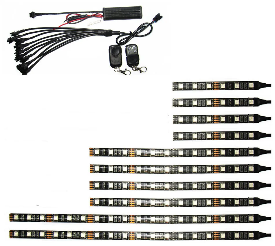 

LDDCZENGHUITEC 5050SMD LED Car Motorcycle Glow Lights Flexible Neon Strips Kit Chopper Frame With Remote Controller Multi Color