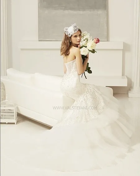 

Free shipping new fashion 2016 lace mermaid tulle sweetheart backless beaded luxury crystal elegant wedding dresses bridal gowns