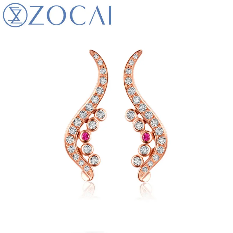 ZOCAI новые серьги 0 2 CT Сертифицированный Алмаз рубин с 02 сертифицированные