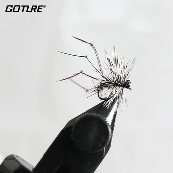 

Goture 4pcs/Lot Fly Fishing Lure Bait Mosquito Dry Flies Real Feather Insect for Carp Bass Salmon Fishing with Mustard Hook