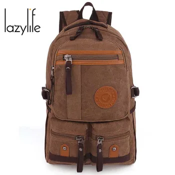 

LAZYLIFE Laptop Backpack Men's Travel Bags 2019 Multifunction Rucksack Canvas Black Computer Backpacks For Teenager