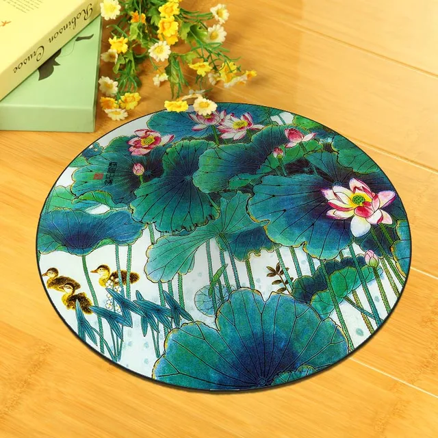 Fashion Chinese Style Rugs Green Leaf Lotus Flower Animal Carp 3D