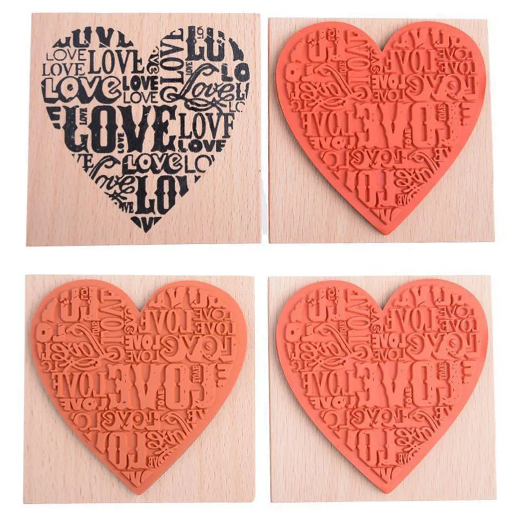 

Peerless Wooden Love Heart Stamps Blocks Rubber Craved Printing Stamp Design For DIY Scrapbooking/Card Making/ Decoration