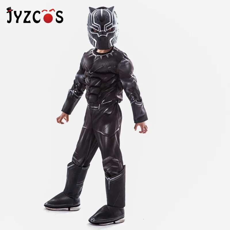 

JYZCOS Kids Muscle Black Panther Costumes Avengers Superhero Cosplay Costume Halloween Purim Carnival Party Masquerade Costume