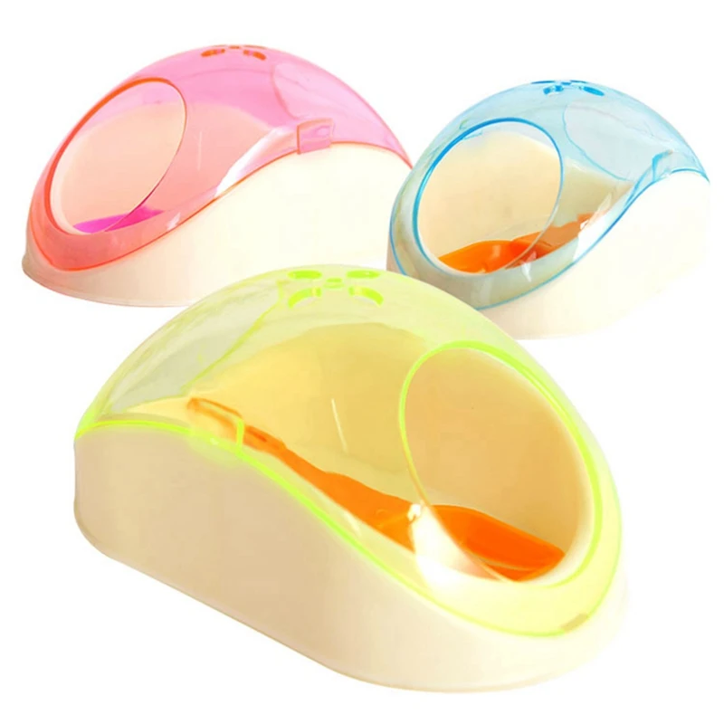 

1Set Cute Small Pet Plastic Bath Room Hamster Gerbil Rodent Mice Transparent Plastic Capacious Potty Cage House Random Color