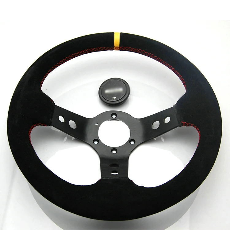 

Universal Sport 340mm Second Level Leather Deep Dish Steering Wheel Yellow Strip