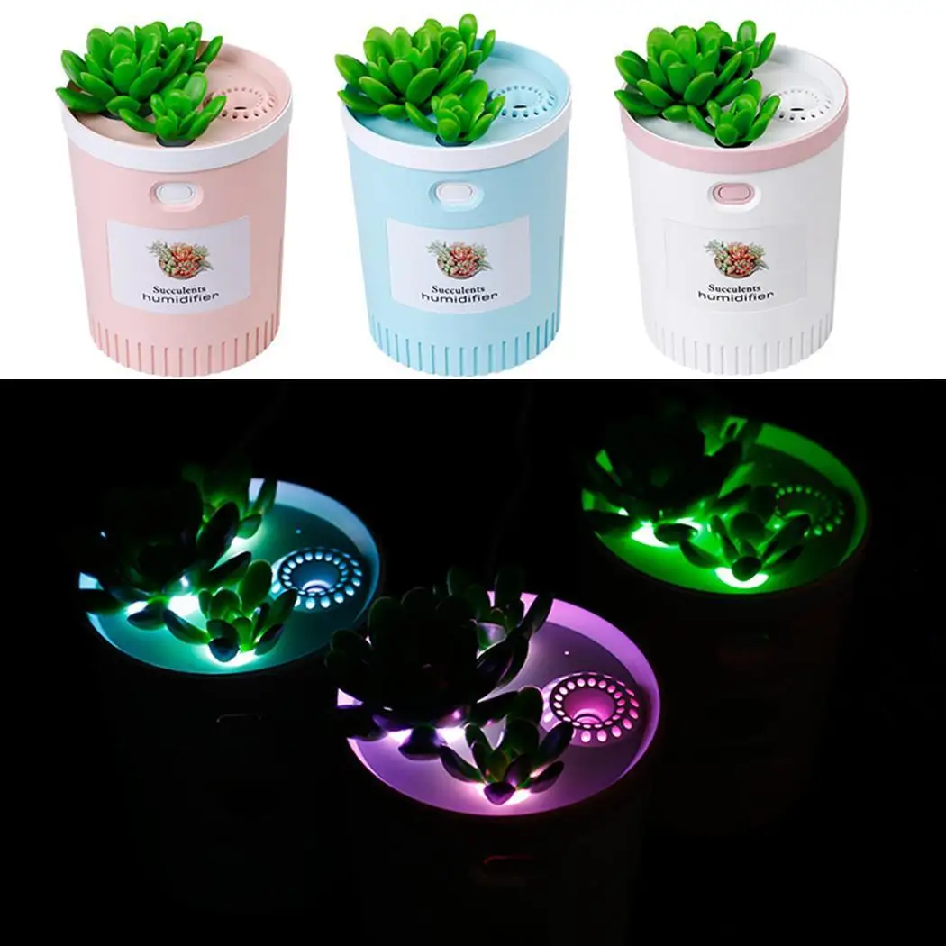 

350ml USB Air Humidifier Potted Plant Aromatherapy Diffuser Mist Maker Fogger Mini Aroma Atomizer With LED Night Light for Home