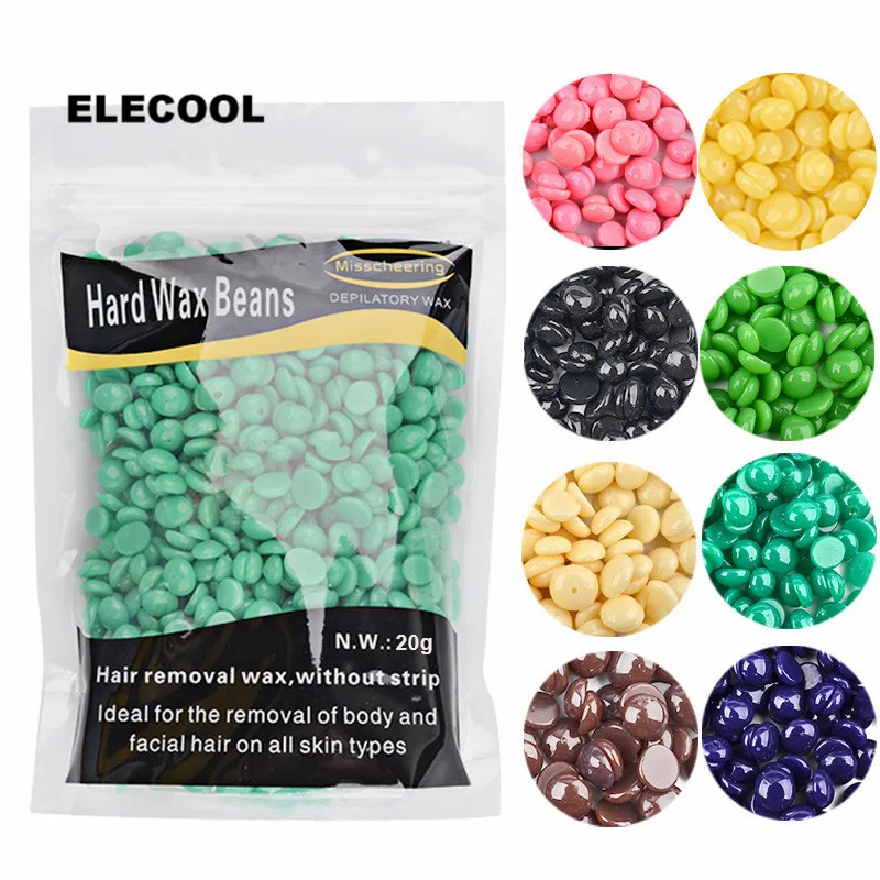 ELECOOL 20g Green Apple Flavour Hair Removal Painless Wax Beans No Strips Bikini Body Hair Removal for All kinds of Skin