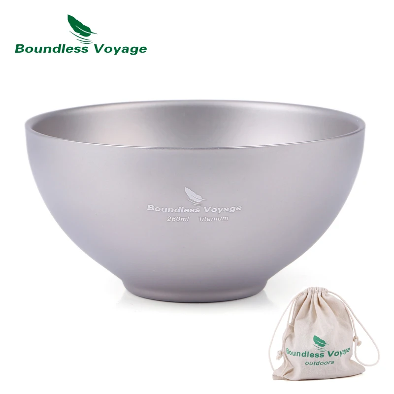 Boundless Voyage Titanium de doble pared tazón acampar al aire libre vajilla sólo 79,1G