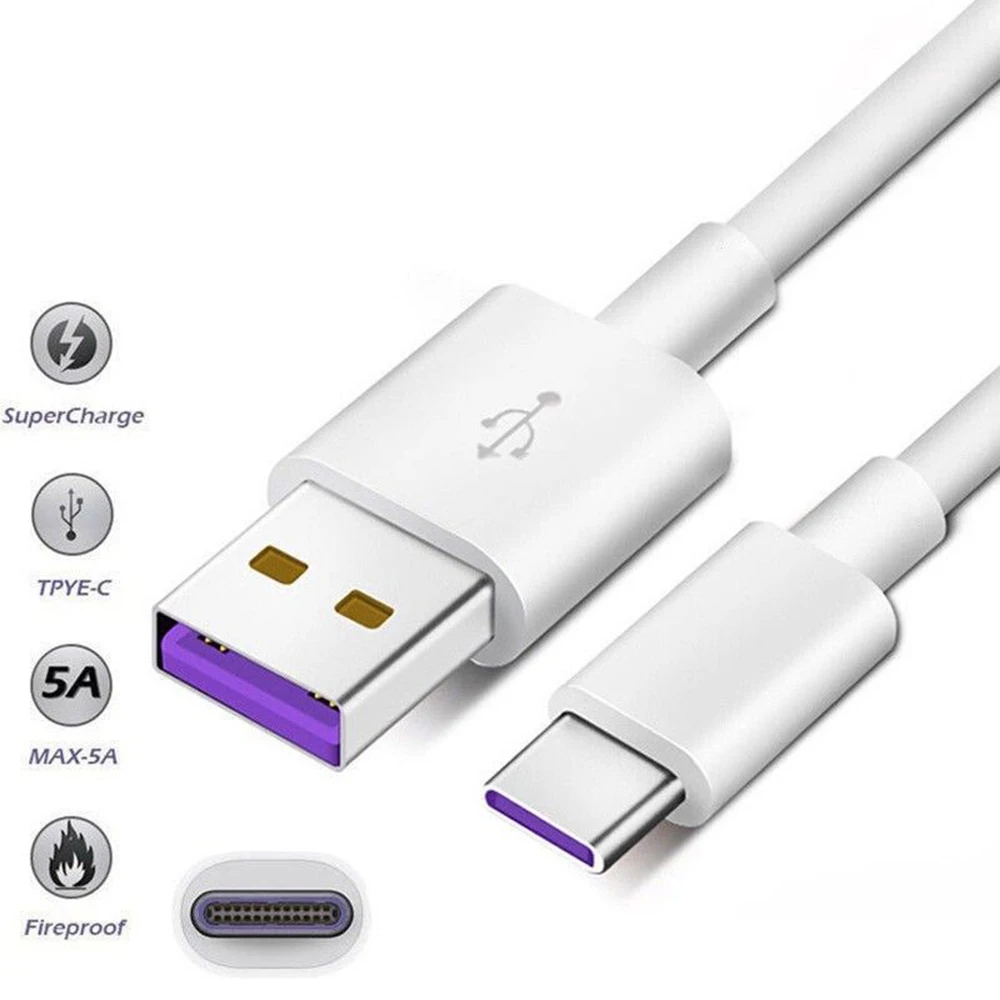 

New 1M/2M Fast Charging USB C Cable 5A Super Charge USB Type C for Huawei Mate 10 LG Charger